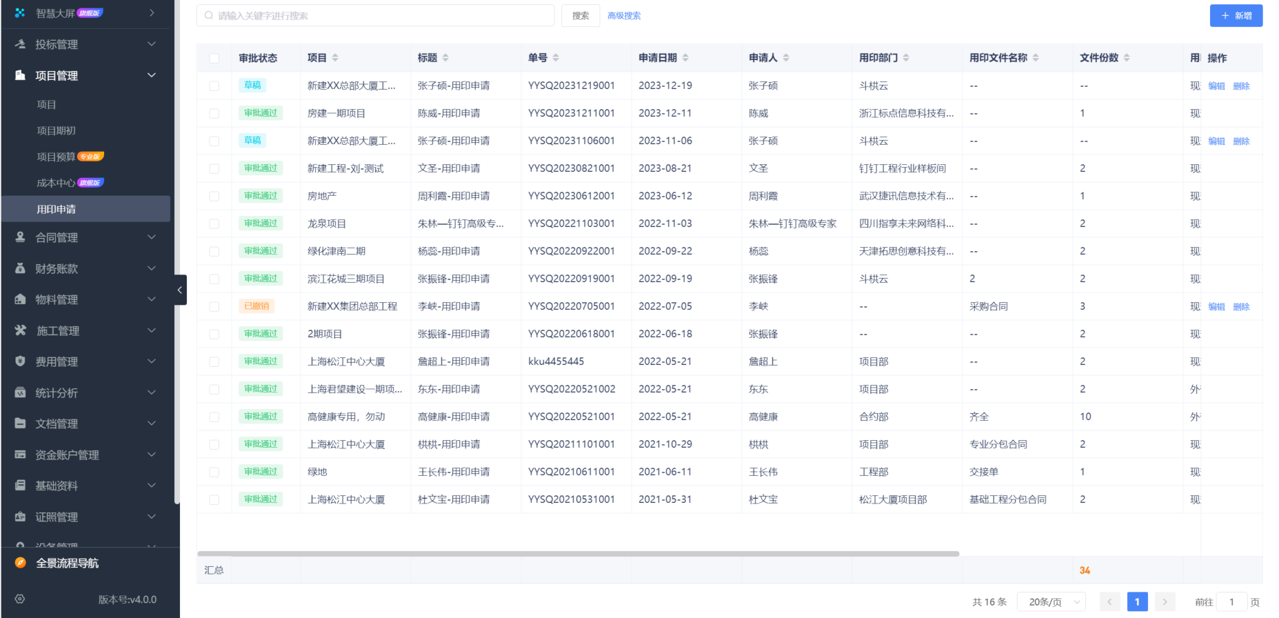 建筑施工管理系統平臺